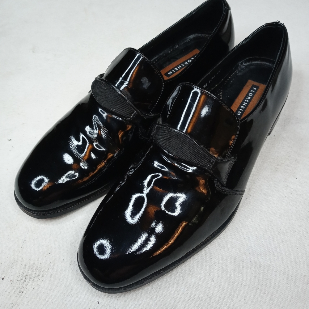 Florsheim Men 10 D Black Patent Leather Slip On Fo